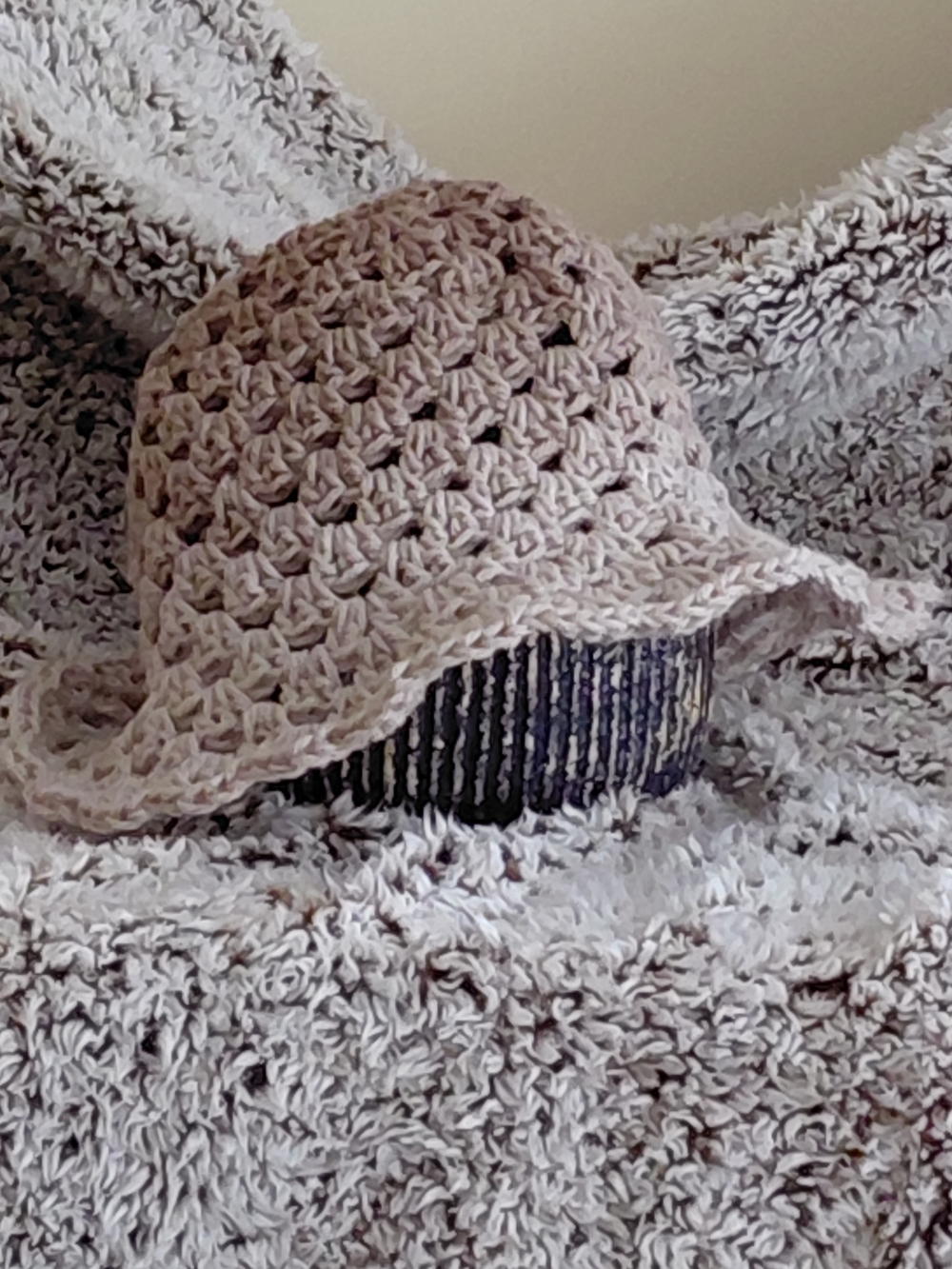Handmade Crochet Bucket Hat in Light Beige - Women Accessories